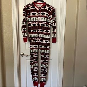 Women’s Lazy one, Bear Essentials union suit pajamas. Size M